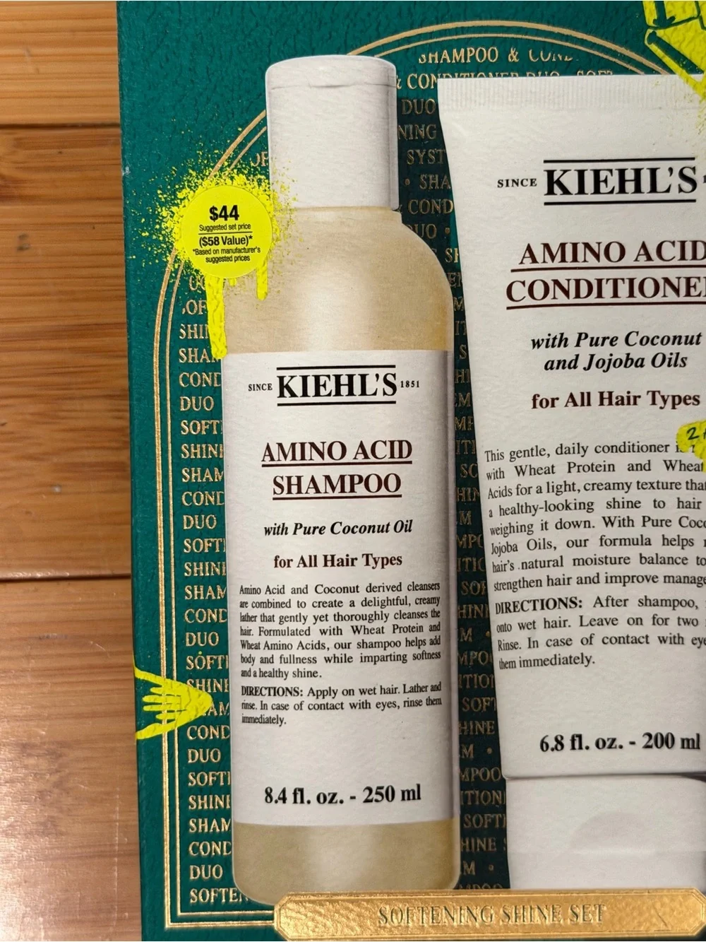 Kiehl's Amino Acid Shampoo & Conditioner Set — Green, White, Yellow